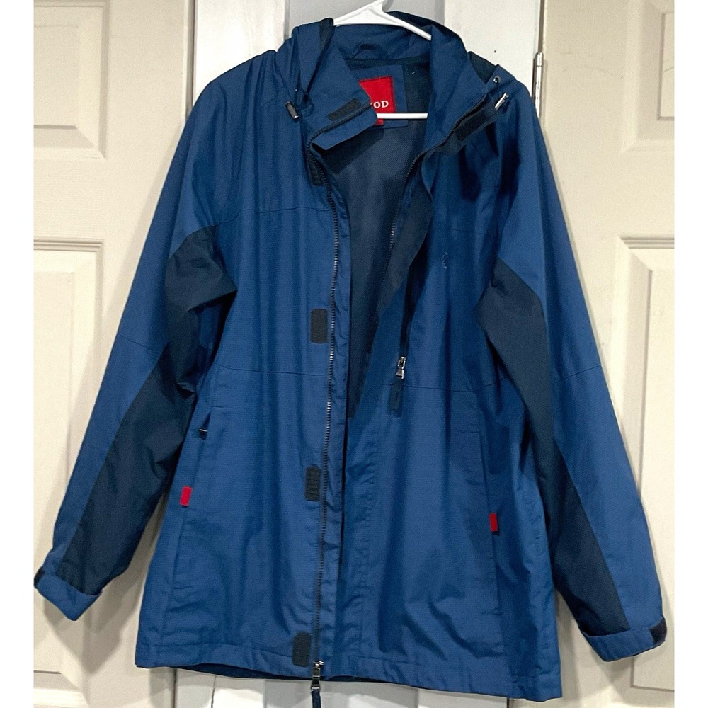 IZOD Men's Hooded Full Zip Jacket Blue/Black Size M Stand-Up Collar